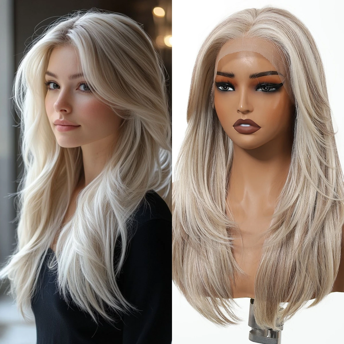 

HAIRCUBE Длинные прямые парики для женщин на каждый день 13*6 HD Прозрачные парики на шнурке Блондинка Коричневый Мелирование Синтетический парик Натуральная линия волос