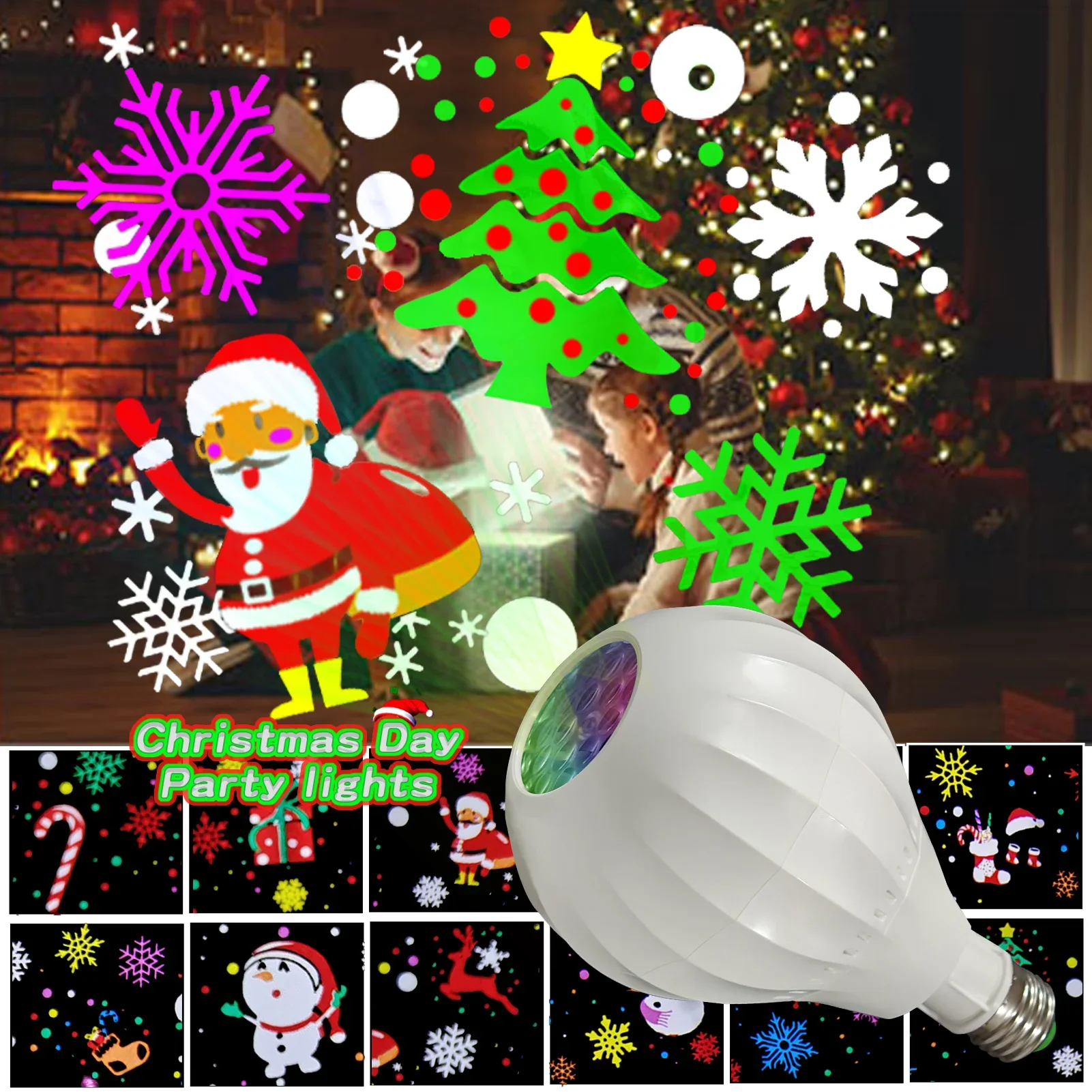 LED Snowflake Projector Lamp 16 Christmas Patterns 180° Rotating Light for Home Window Garden Party Xmas Holiday Decorations