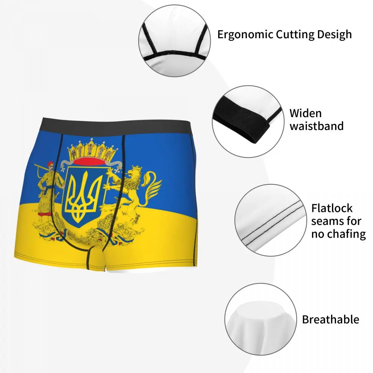 Coat Of Arms Ukraine Underwear Male Sexy Print Custom Ukrainian Flag Boxer Shorts Panties Briefs Breathbale Underpants