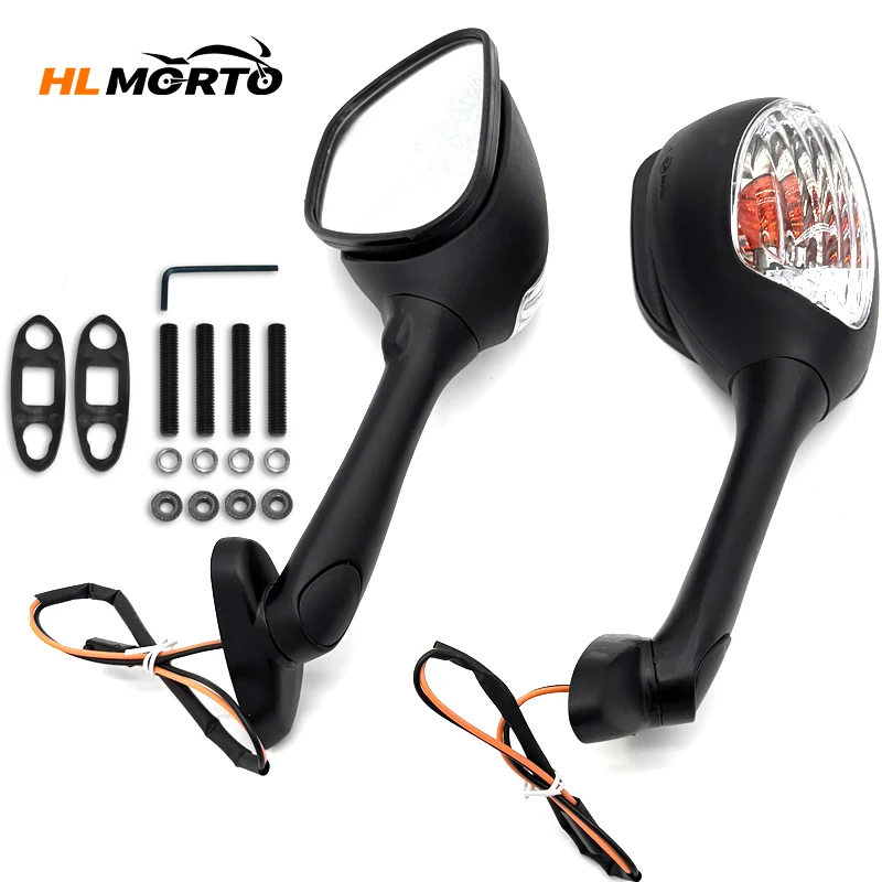 1 Pair Motorcycle Rearview Mirror With Led Lights For SUZUKI GSXR 600 GSXR 750 GSXR 1000 2005 2006 2007 2008 K5 K6 K7 K8 K9