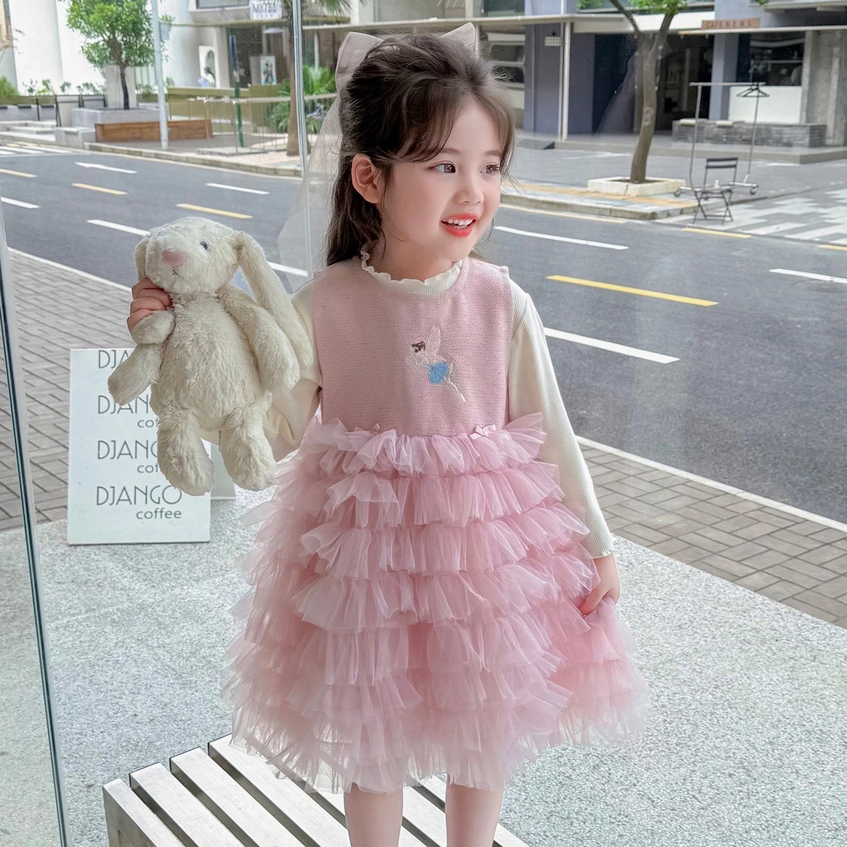 

Girls Suit 2026 Spring/summer New Childrens Clothing Korean Girls Baby Fashionable Base Shirt Puffy Cake Skirt Two-piece Set