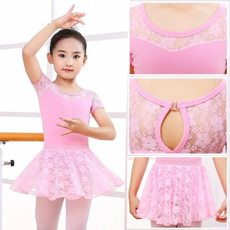 5 Colors for Kids Cotton Ballerina Ballet Dress Leotards Gymnastics Laced Skirt Tutu for Girls Ballet Dance Dresses Turnpakje