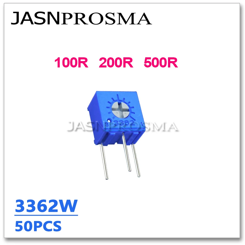 JASNPROSMA 50PCS 3362W 100R 200R 500R 101 201 501 3362W-1-101LF 3362W-1-201LF OHM trimpot Trimmer resistor Potentiometer 