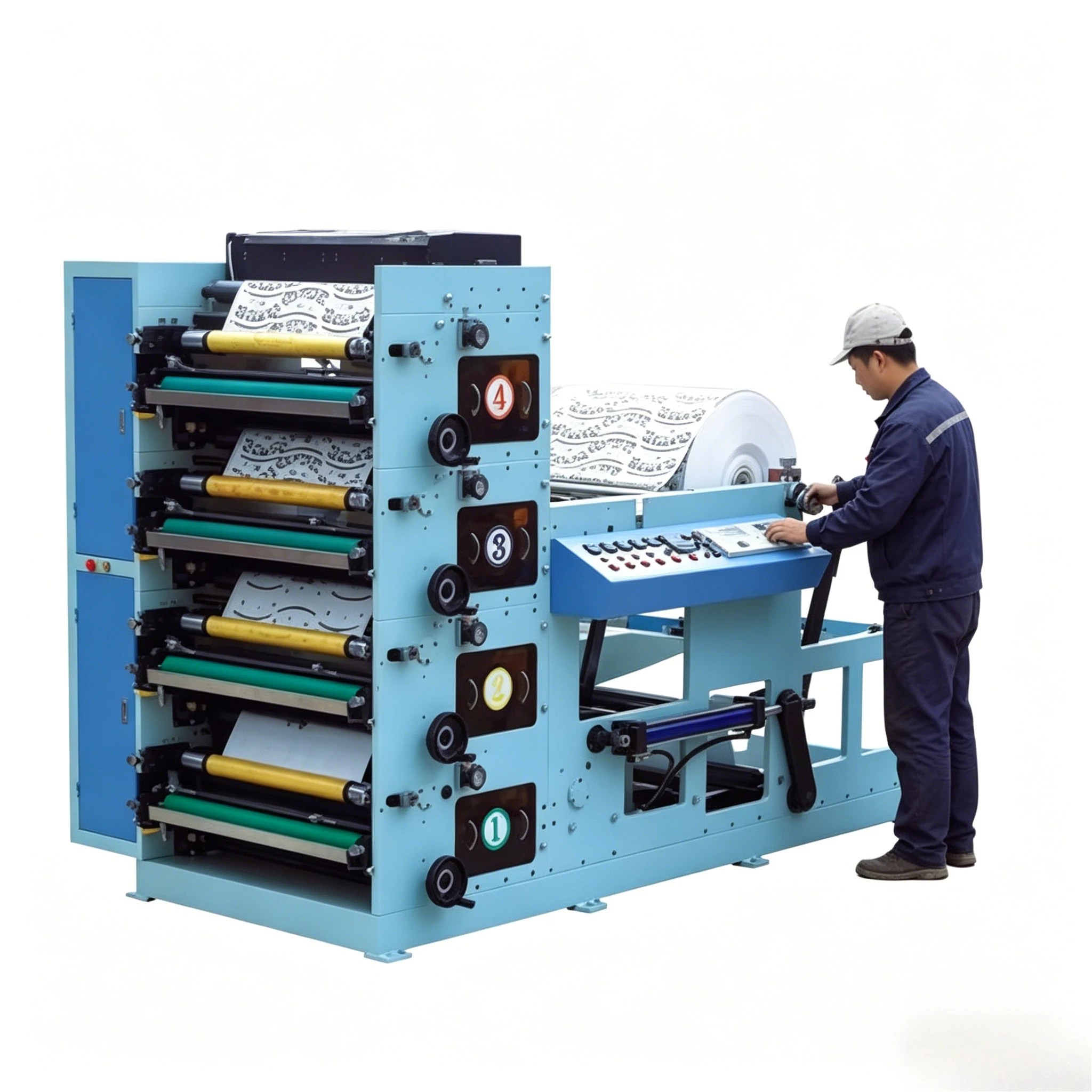 High Speed Automatic Roll to Roll Flexographic Printing Machine, 6 Color Flexo Printer for Plastic Film Paper customized