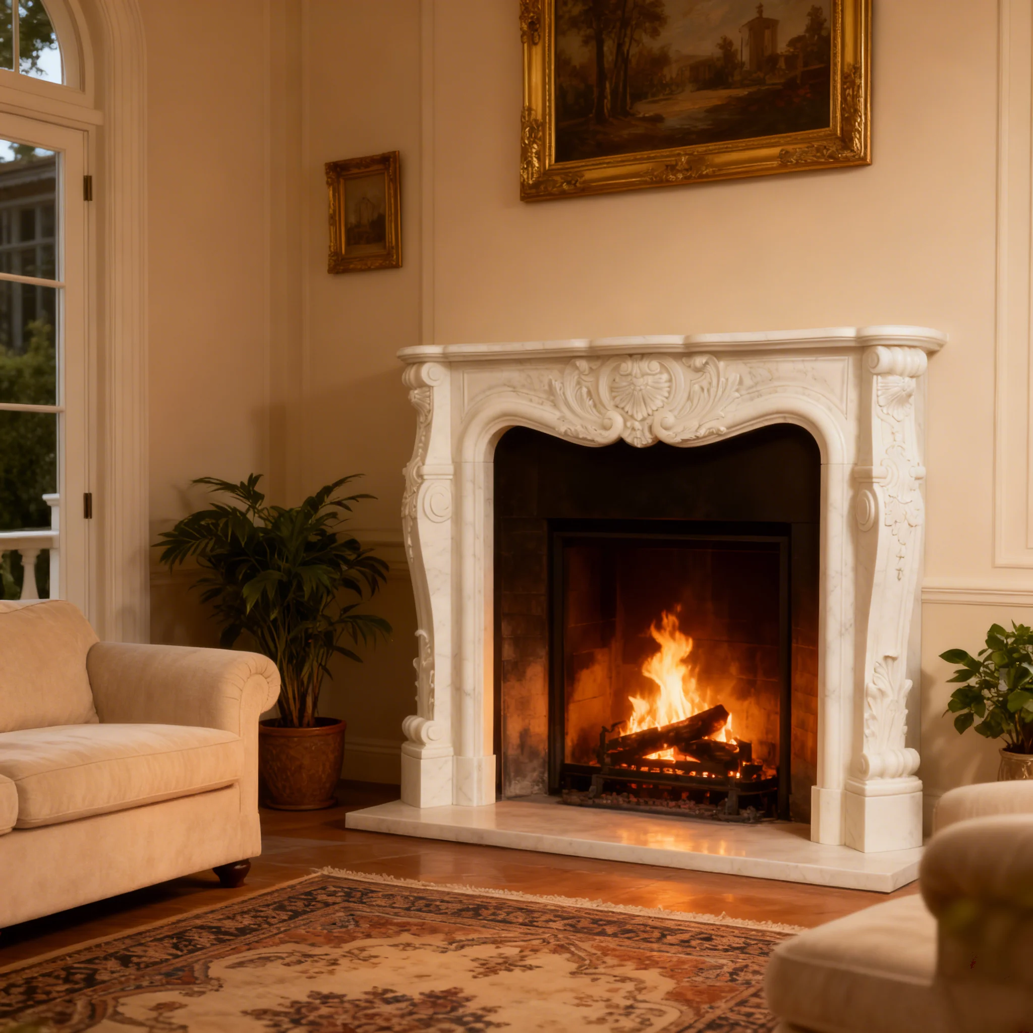 Custom White Marble Mantel Fireplace Modern Luxury Surround Marble Fireplace for Villa Hotel Decoration - view 2