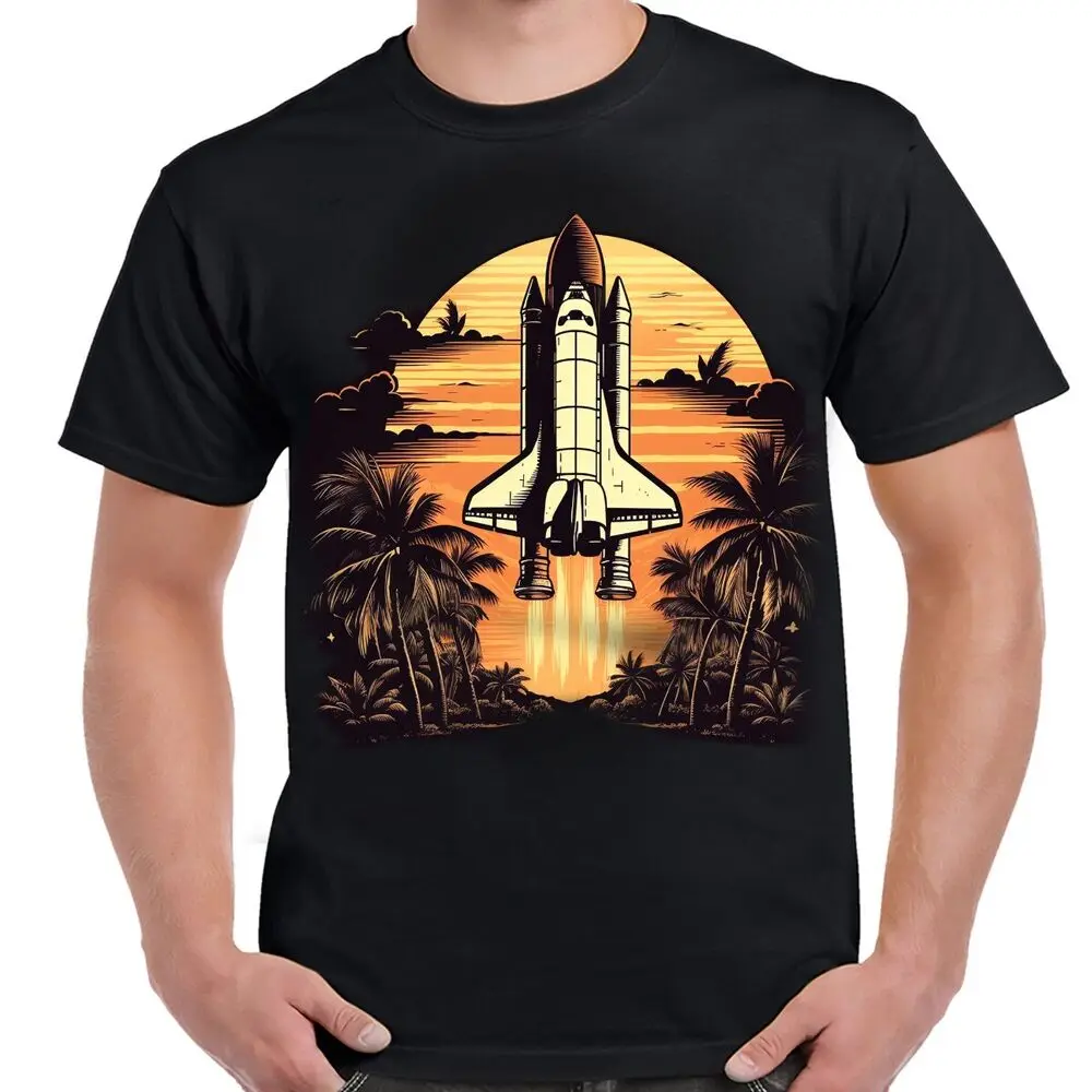 Space Shuttle Tropical Blast Off Adult Shirt High Quality 100%Cotton Short Sleeve