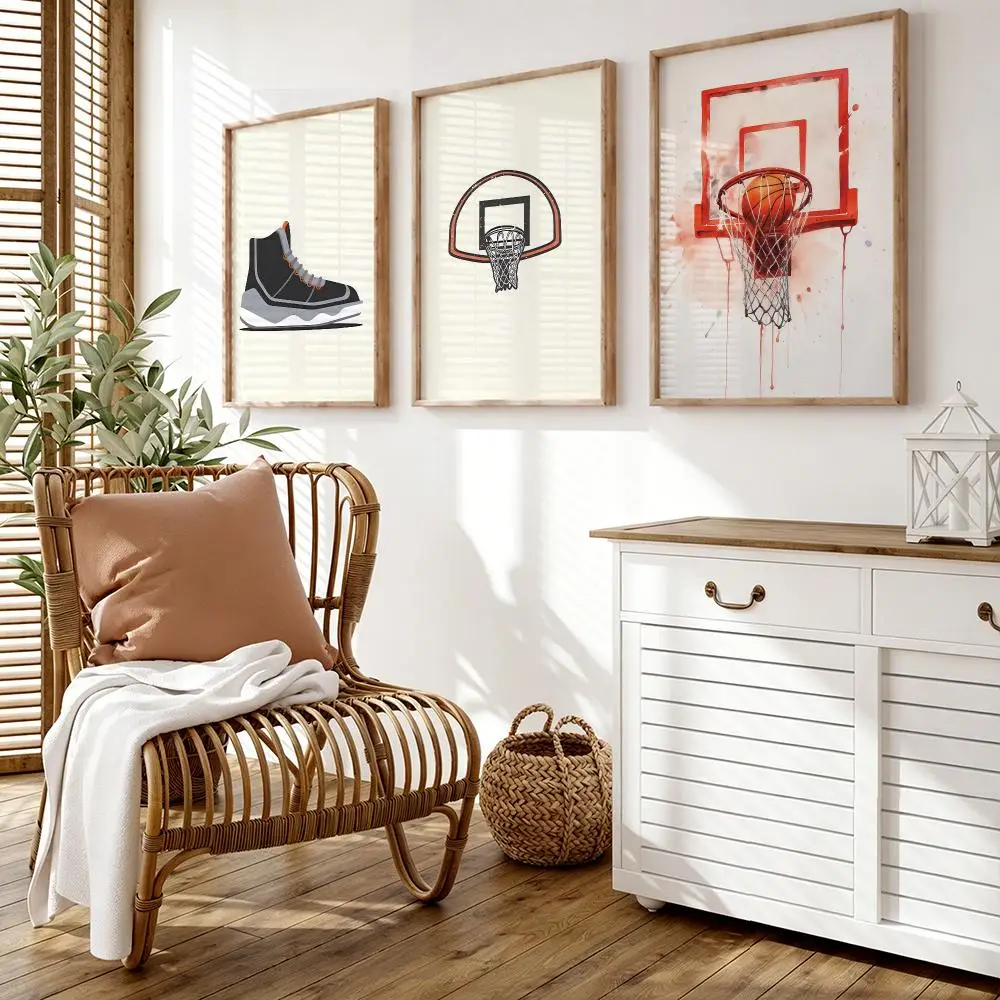 Basketball-themed Sports Decorations Poster Wall Stickers Painting Self Adhesive Art Decals for Bedroom Living Room Home Decor