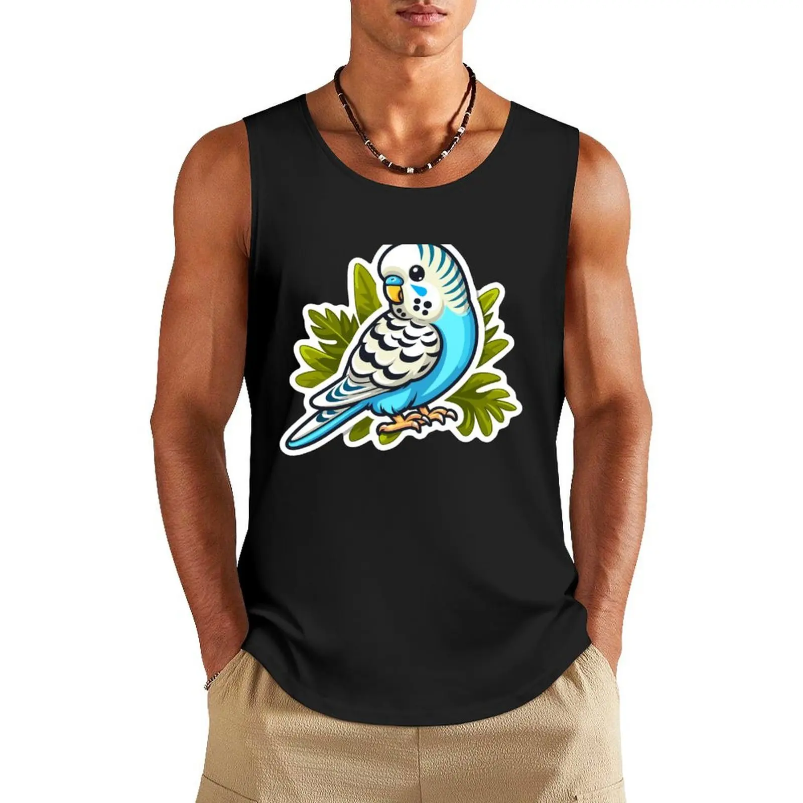 

Budgie Cute Kawaii Bird Blue Budgie Cartoon Bird Kids Gift Tank Top Working vest summer clothes men 2025 bodybuilding man