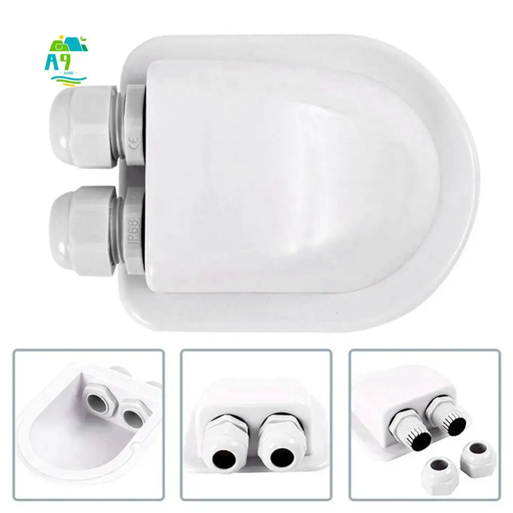 A09E-Double Wire Entry Gland Box Solar Panel Roof Wire Entry Gland Box Cable Motorhome Double Hole RV Yacht Car Accessories