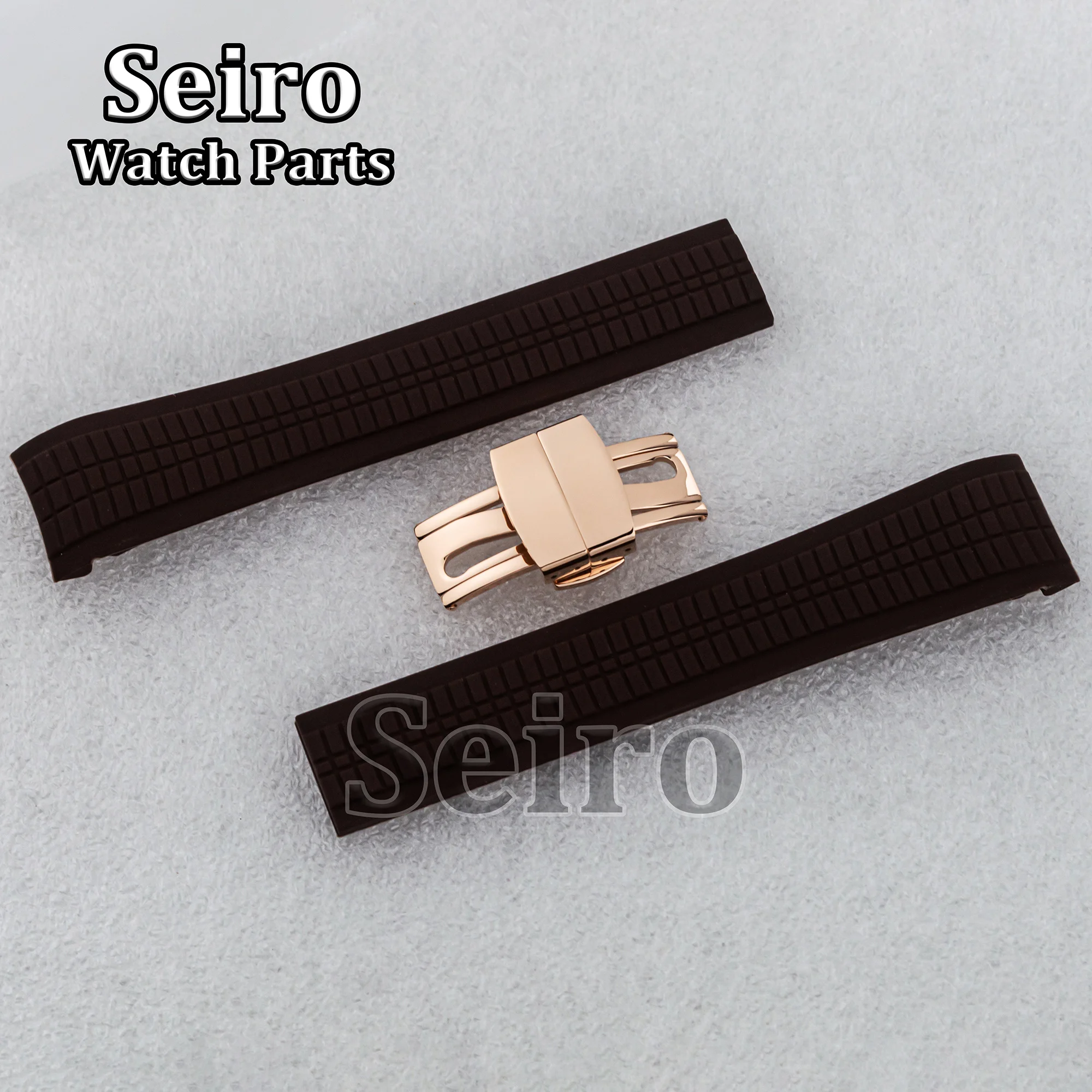 Stainless Steel Rose Gold Buckle 21MM Rubber Strap Watch Bracelet Black Green Brown Blue Watchband for AQUANAUT Nautilus Case