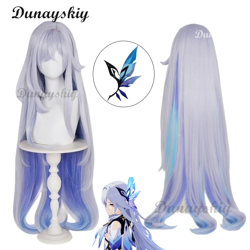 

New Skin Skirk Cosplay Wig Genshin Impact Blue Gray Long Hair Swordswoman Tartaglia's Master Abyss Halloween Party Women Girls