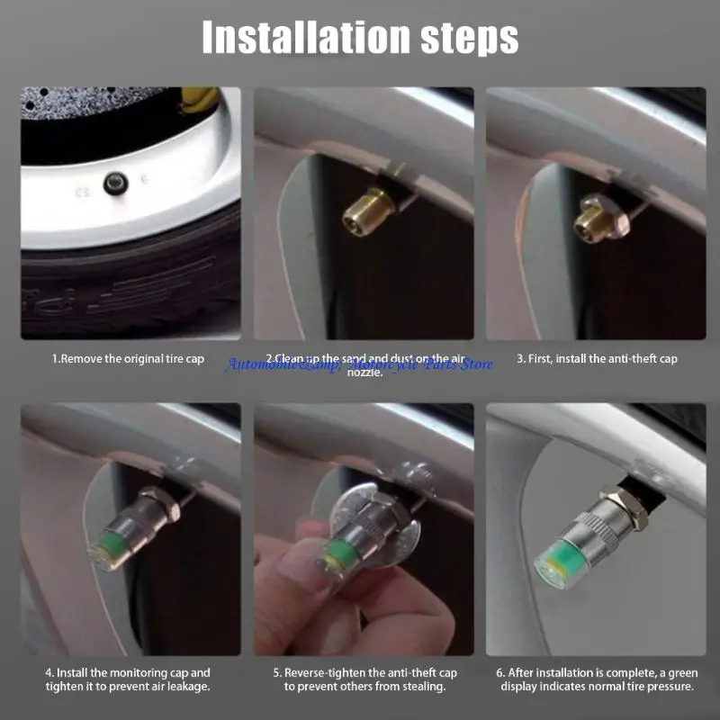 H7BD Copper Tire Pressure Monitor Valves Color Changing Valves Indicators Universal