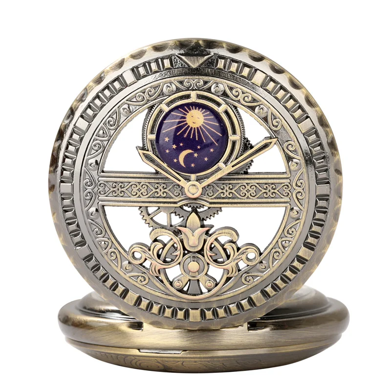 Ancient Classical Watches Unisex Mechanical Hand Winding Pocket Watch Roman Number Skeleton Timepiece Fob Chain Collectable Gift