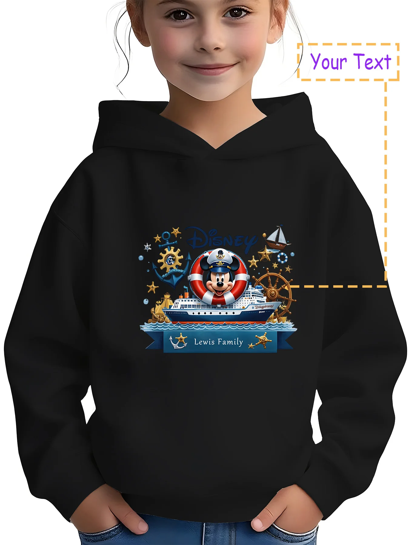 

MINISO Disney Captain Mickey Hoodie - Captain Mickey + Family Customization, suitable for family outings and theme commemoration