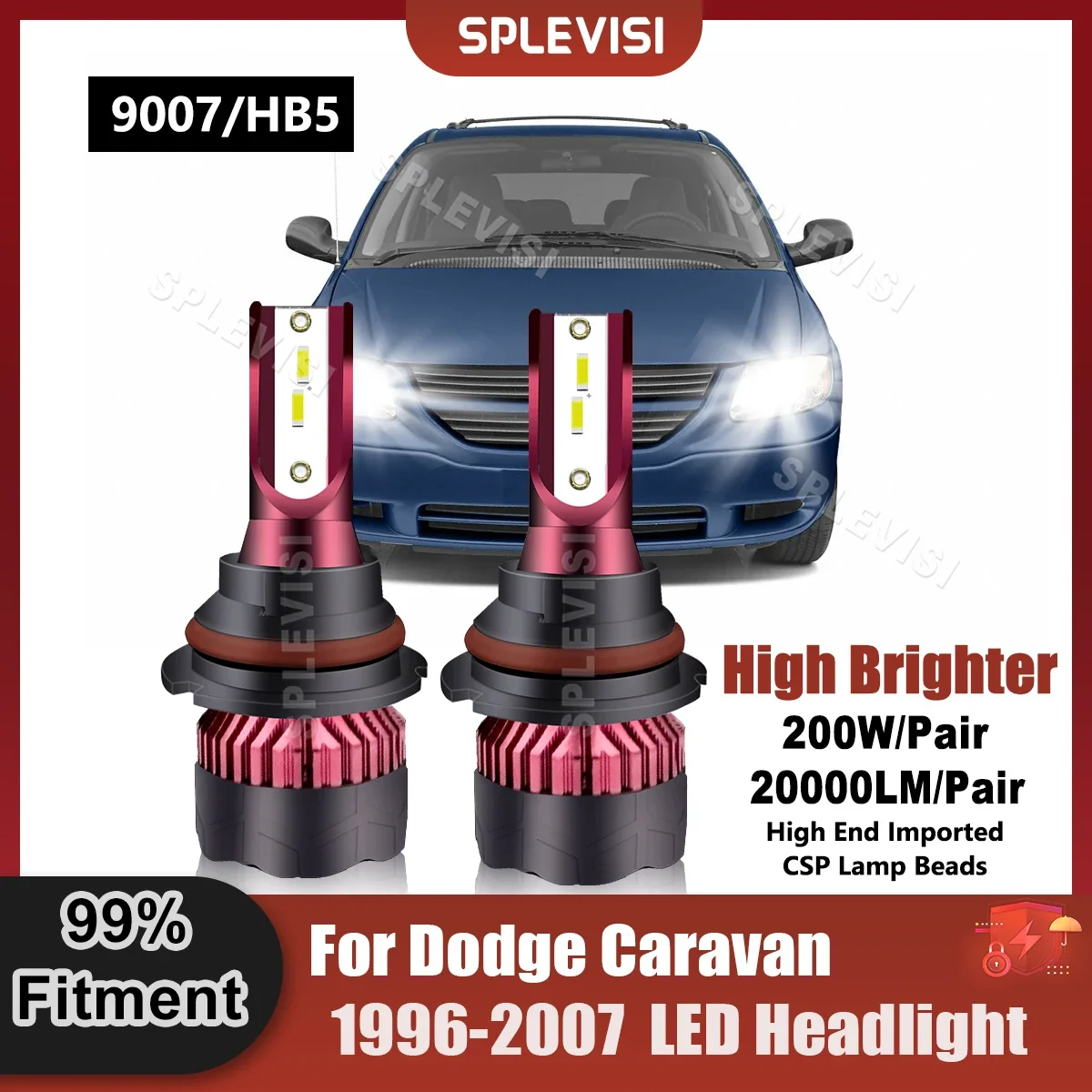 

300% Ugraded 9007/HB5 LED Headlight Bulbs For Dodge Caravan 1996 1997 1998 1999 2000 2001 2002 2003 2004 2005 2006 2007