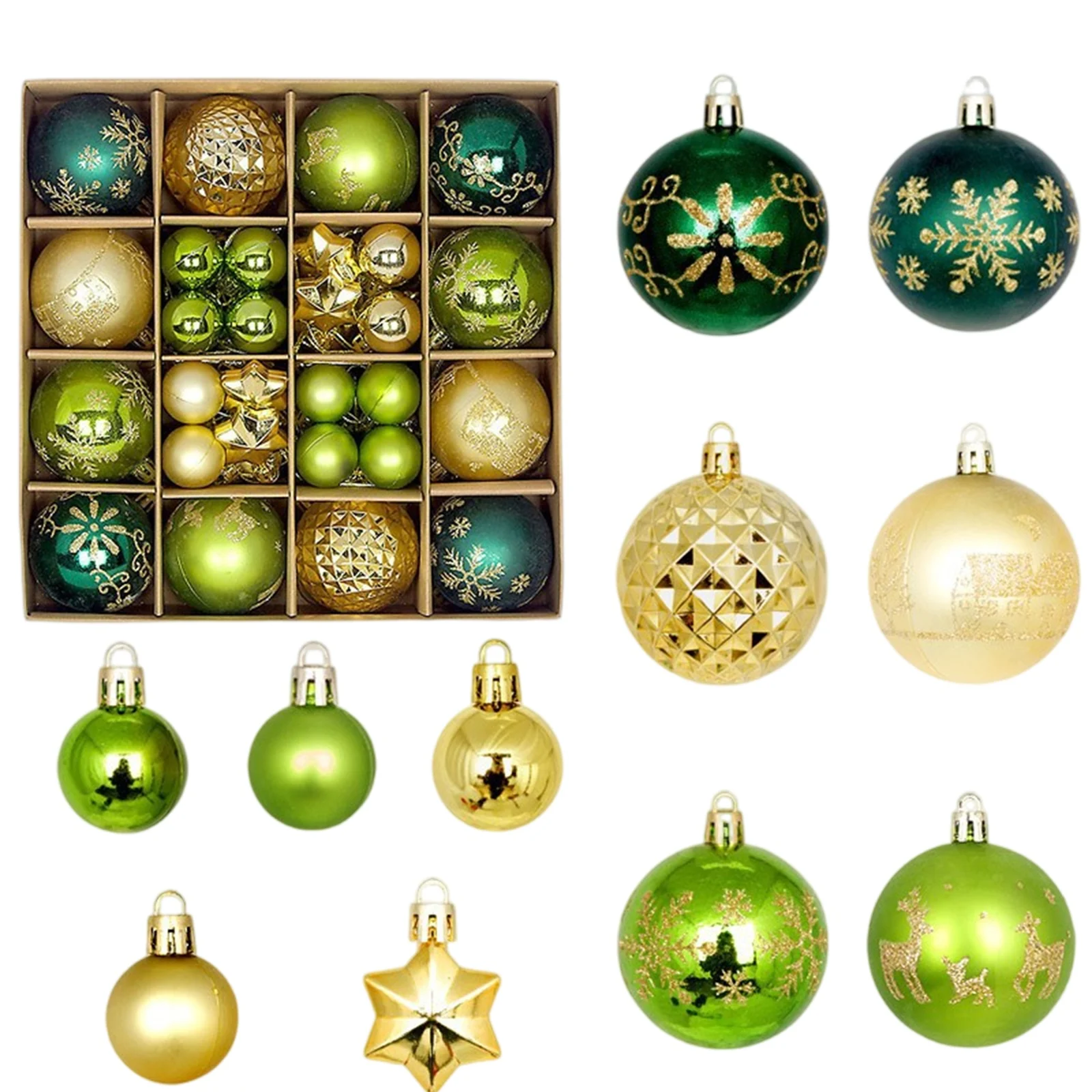 Bola de Navidad, conjunto de decoración, Material de Pvc, árbol de Navidad, vacaciones, 44 piezas, suministros para el hogar, decoración dorada, serie de fiestas, Navidad