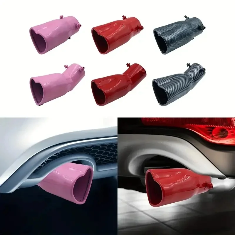 High Quality 2.5 Inch Heart-shaped Single Outlet Exhaust Tip, Stainless Steel, Rustproof Car Muffler Tailpipe