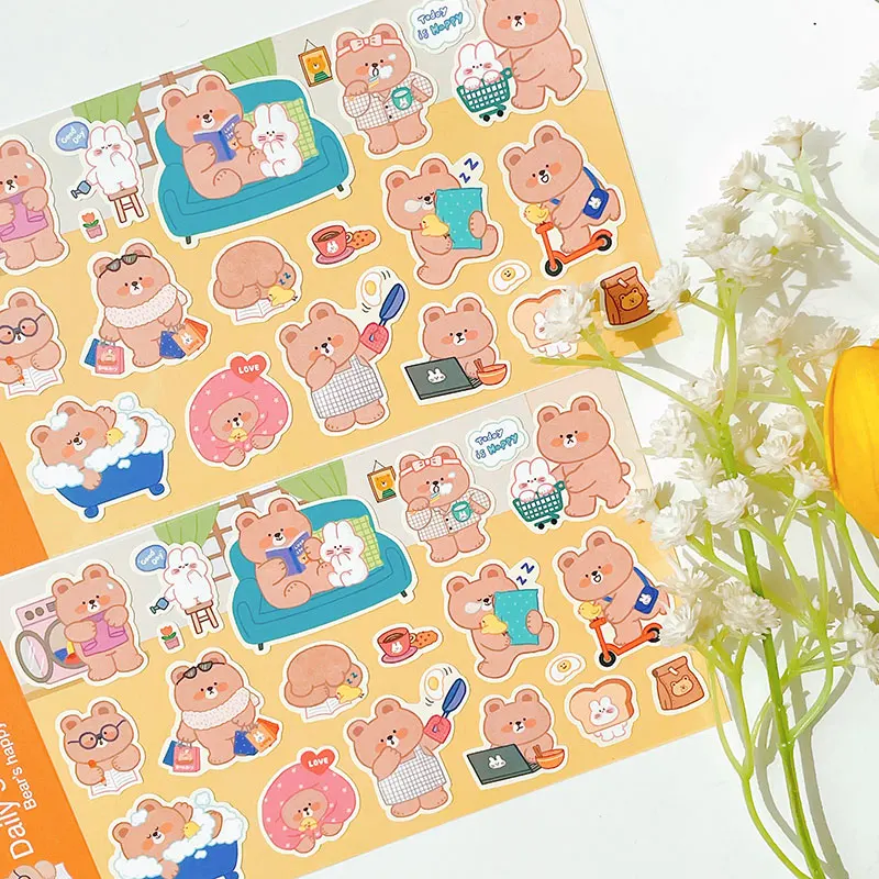 1 pc Korean Import Original BONITO Kawaii Bear Happy Daily Life Paper Stickers Scrapbooking Diy Journal Stationery Sticker Gift