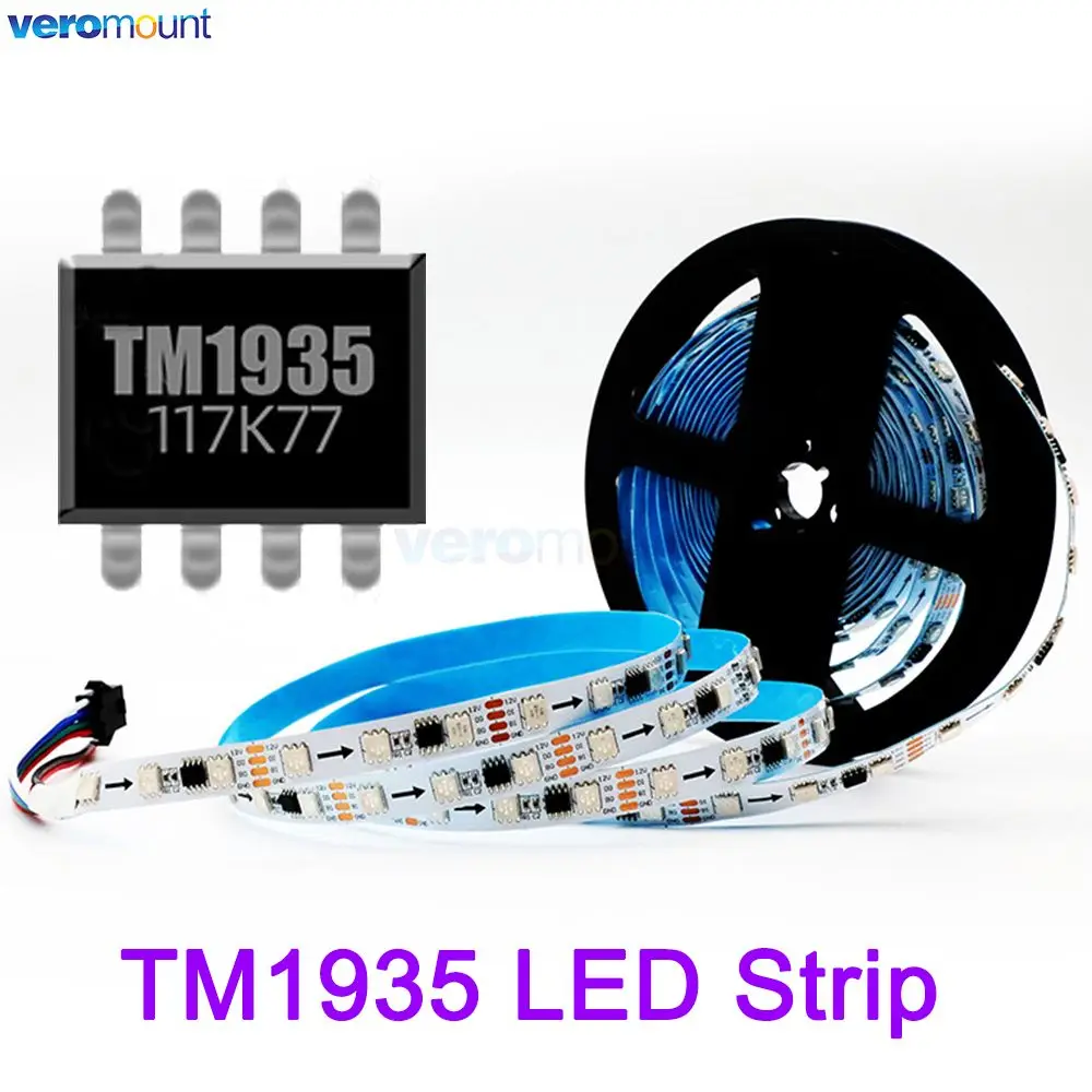 5m DC12V 24V Pixel LED Strip 30/60LEDs/m TM1935 IC Digital Programmable Dual Signal Breakpoint Continue 5050 SMD RGB Dream Color