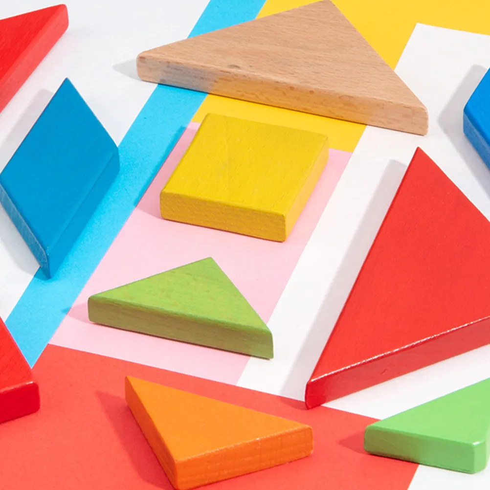 

2Sets Tangram Jigsaw Educational Wooden Colorful Early Learning Gift Kids Playing Puzzle 12x12cm Shape Recognition Patience