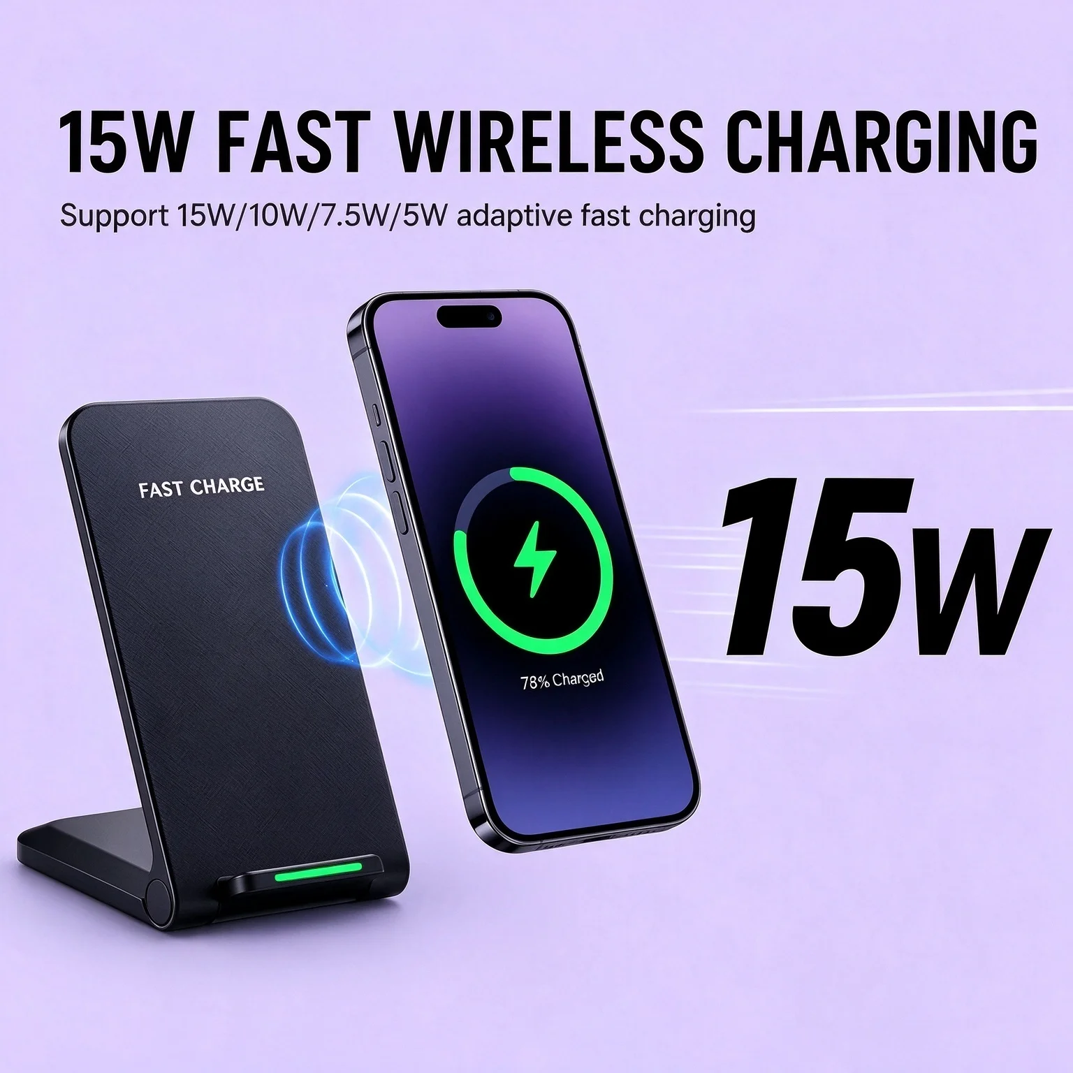 15W Wireless Charger Stand Pad Fast Charging Foldable For IPhone18/17/16/15/14 Samsung S21 S24 S8 Huawei Quick Charger