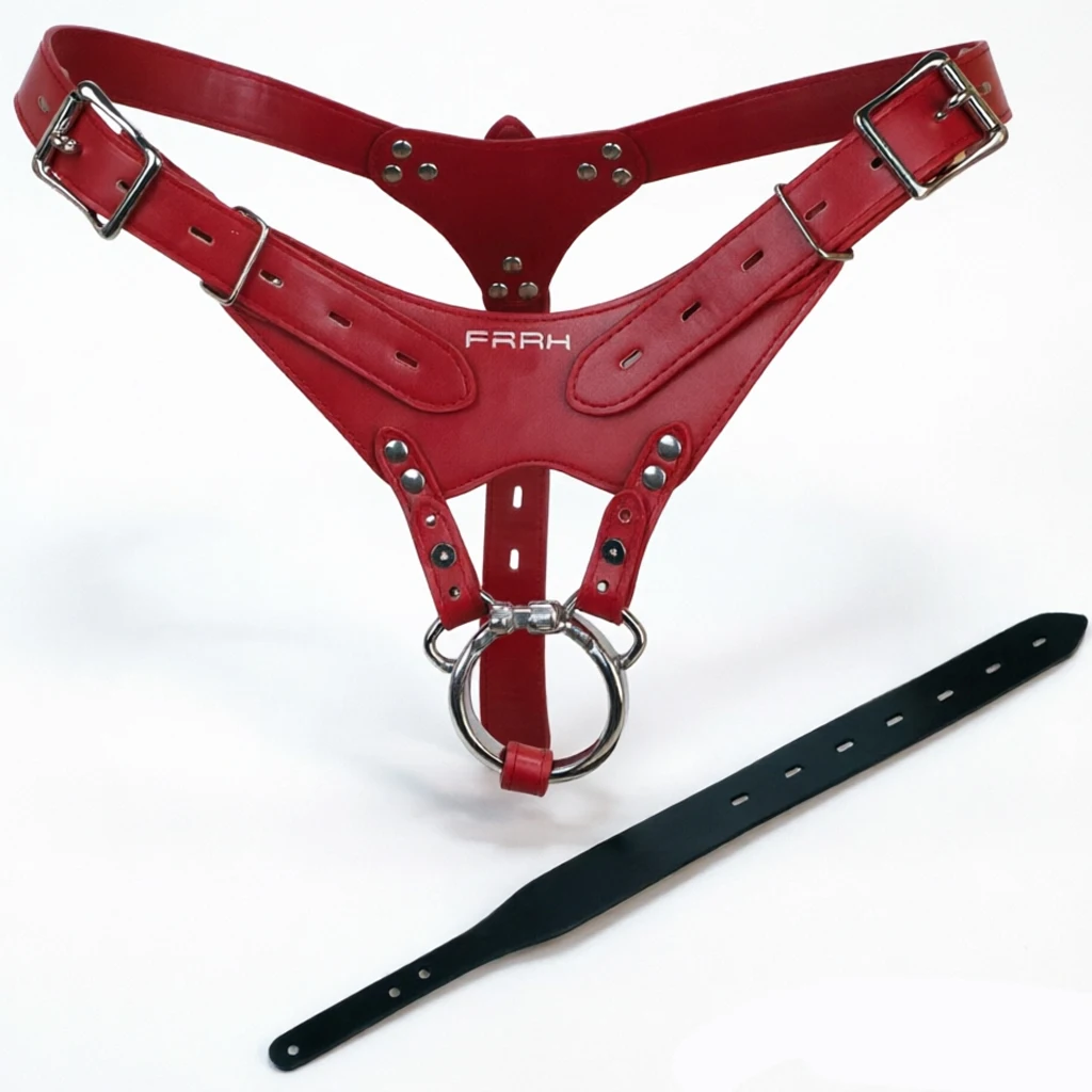 SXM PU Leather Chastity Belt For Metal Penis Lock Cage Auxiliary Harness Belt Underwear Sex Toys Chastity Accessories For Men