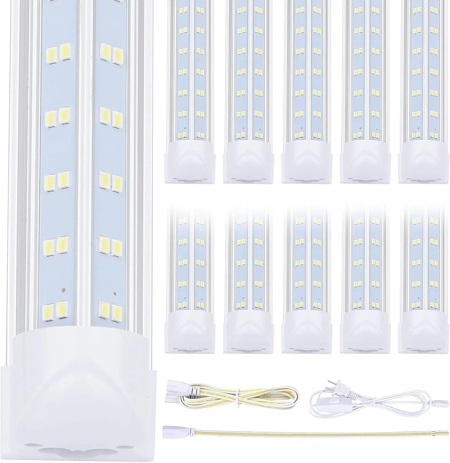 

Shop Light Fixture - 150W 19000LM, 5000K-5700K Daylight, 96'' T8 Integrated V Shape Fluorescent Tube Lights, High Output