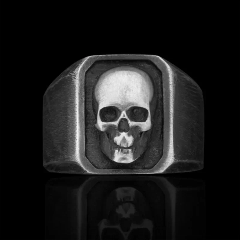 Men\'s Punk Rock Skull Ring Gothic Style 316L Stainless Steel Biker Anel Motorcycle Band jewellery Wholesale Freeshipping OSR977