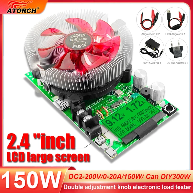 200V 150W regulowany stały prąd obciążenie elektroniczne akumulator Tester USB DC 12V 24V miernik pojemności rozładowania litowo-ołowiowego