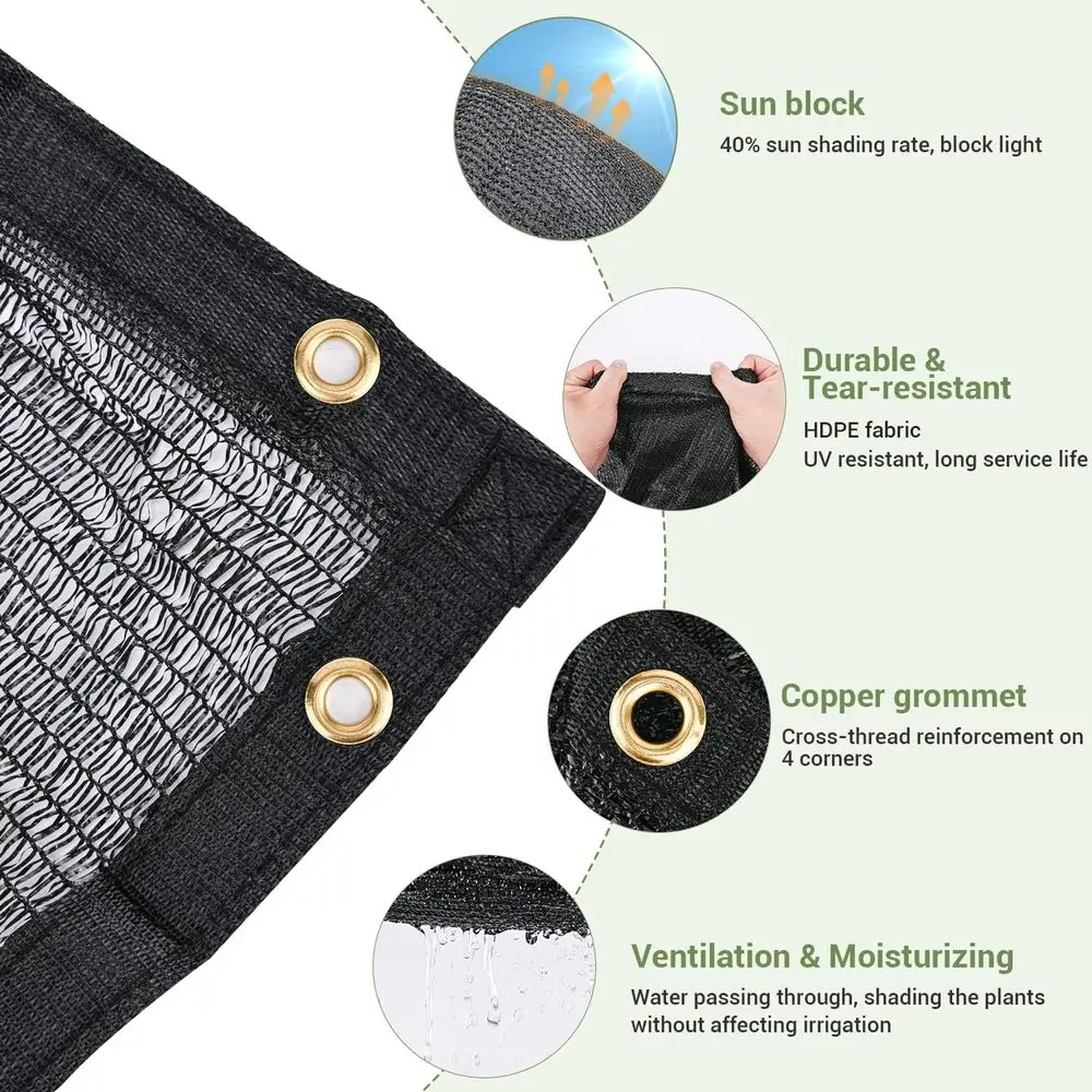 40% Shade Cloth, 10x12ft Heavy Duty UV-Resistant Mesh Tarp for Outdoor Plants, Greenhouse, Patio, Pergola