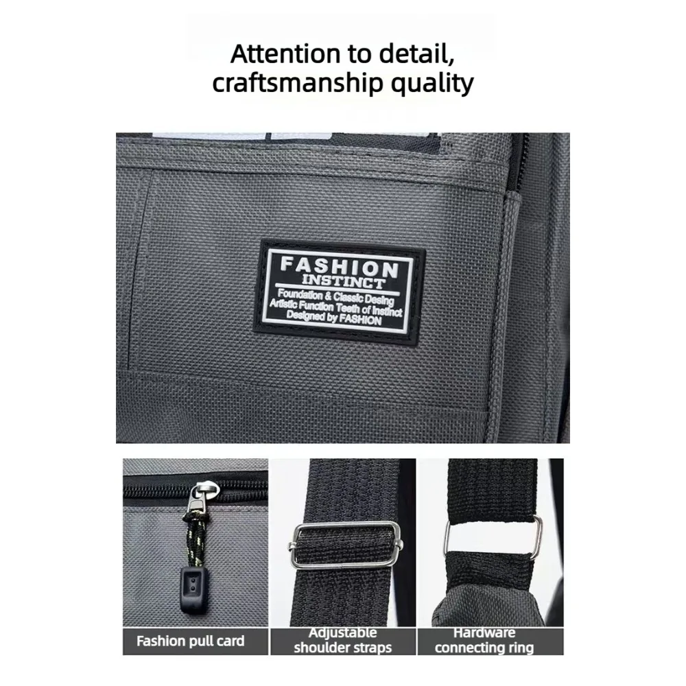 Mehrschichtige Umhängetasche für Herren, wasserdichte Schultertasche mit großem Fassungsvermögen und mehreren Taschen für den täglichen Pendelverkehr und Geschäftsaktivitäten – Detail 5
