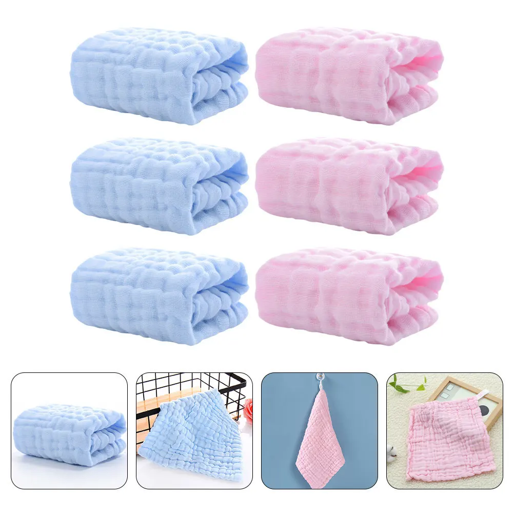 Toalhas de musselina de algodão puro para bebês, 6 peças, macias e respiráveis, toalhas de baba, saliva, arrotar, toalhas de mão infantis, panos de banho para bebês