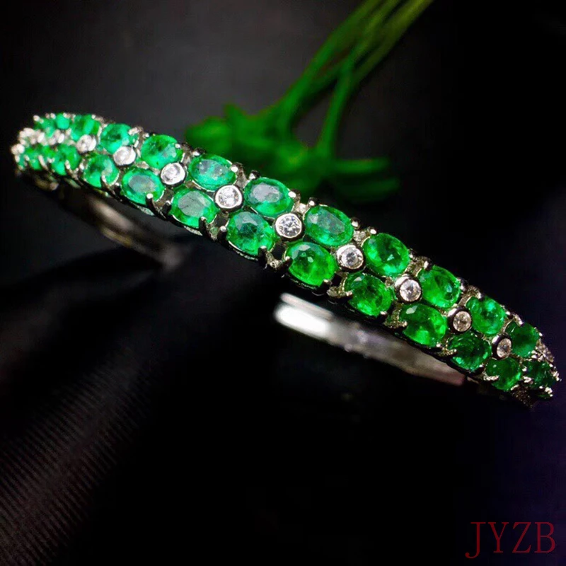 

AAAA Luxury Fashion Natural Emerald Bracelet Sterling silver Luxury Engagement gift