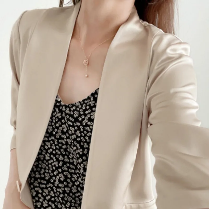 Birdsky, Women Blazer office lady outwear western suit jacket Top 19MM 90.3% natural mulberry silk spandex 2 solid colors, S-537