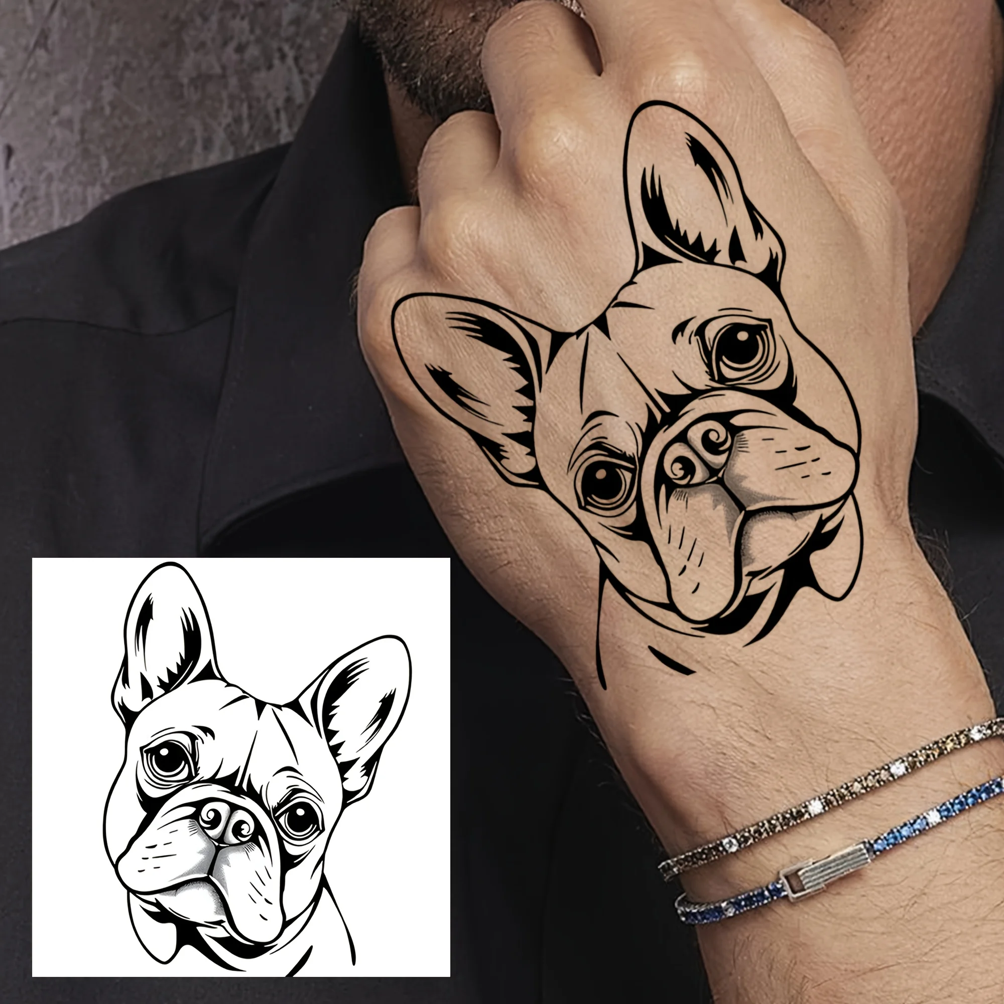 6 Sheets Cute Dog Temporary Tattoos Tribal Totem Dog Head Waterproof Tattoo Stickers For Hands Women Men Body Art Fake Tattoo