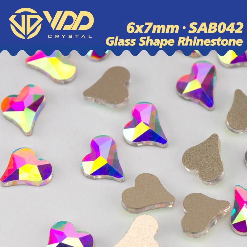 VDD 6x7mm 100/500/1440Pcs Shape Glass Crystal AB Rhinestones Flatback Glitter Stone For DIY Nail Art Crafts Accessories SAB42