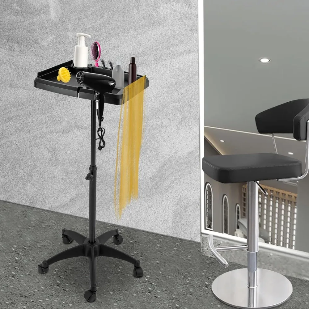 Hairdressing Trolley Hair Extension Tool Trolley with 5 Wheels Height Adjustable Salon Trolley for Smoothing and Styling