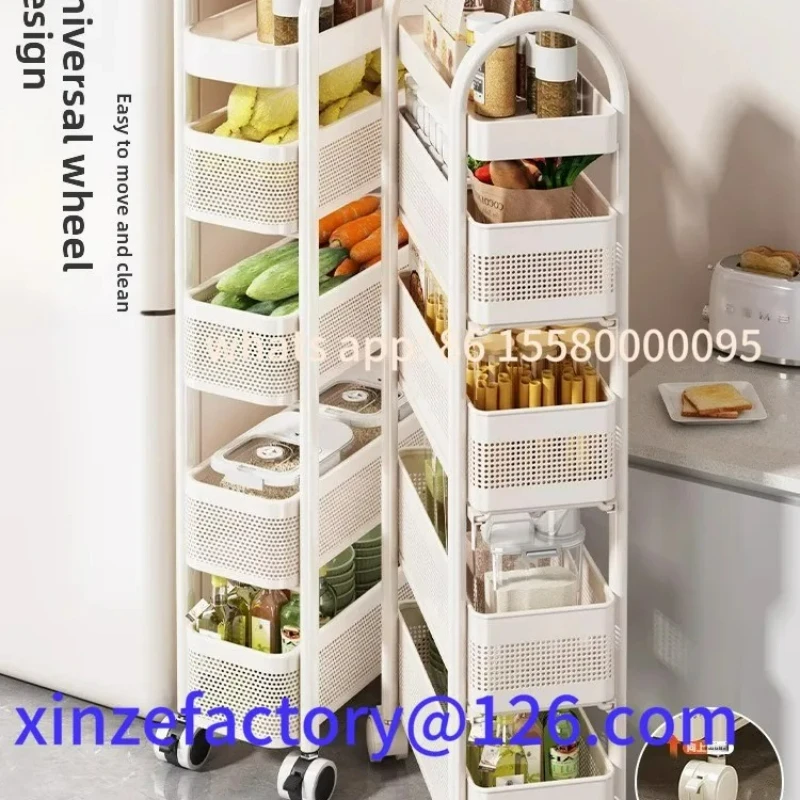 Carro organizador lateral de refrigerador de pie de elfo estrecho multicapa de cocina personalizable, almacenamiento