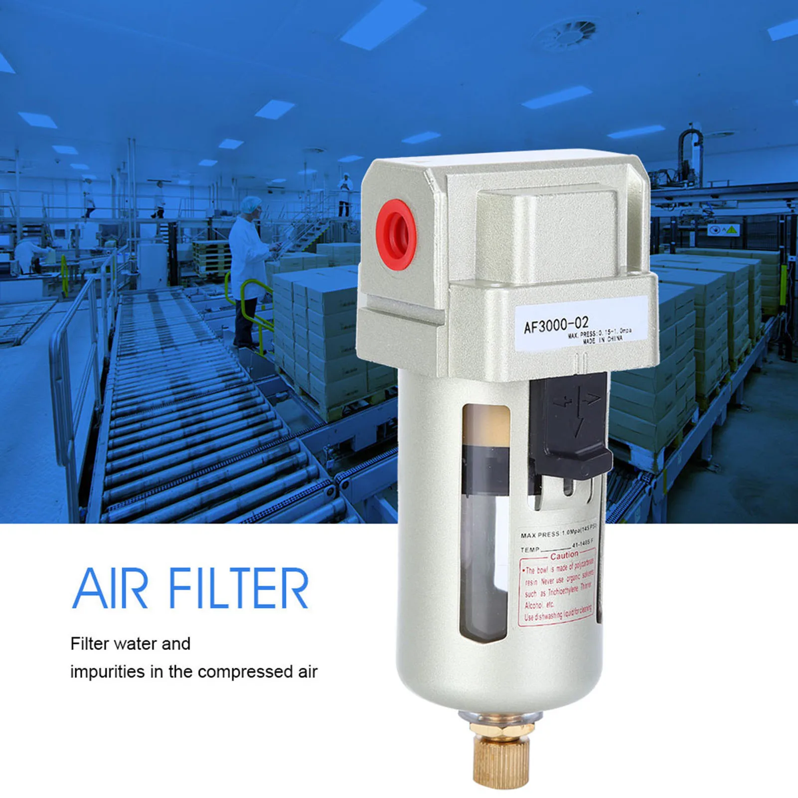 

PC Air Filter, 1pc 1/4'' PC Air Oil Water Separator Filter 1500l Min 1.0mpa Replacement 1/4" Port