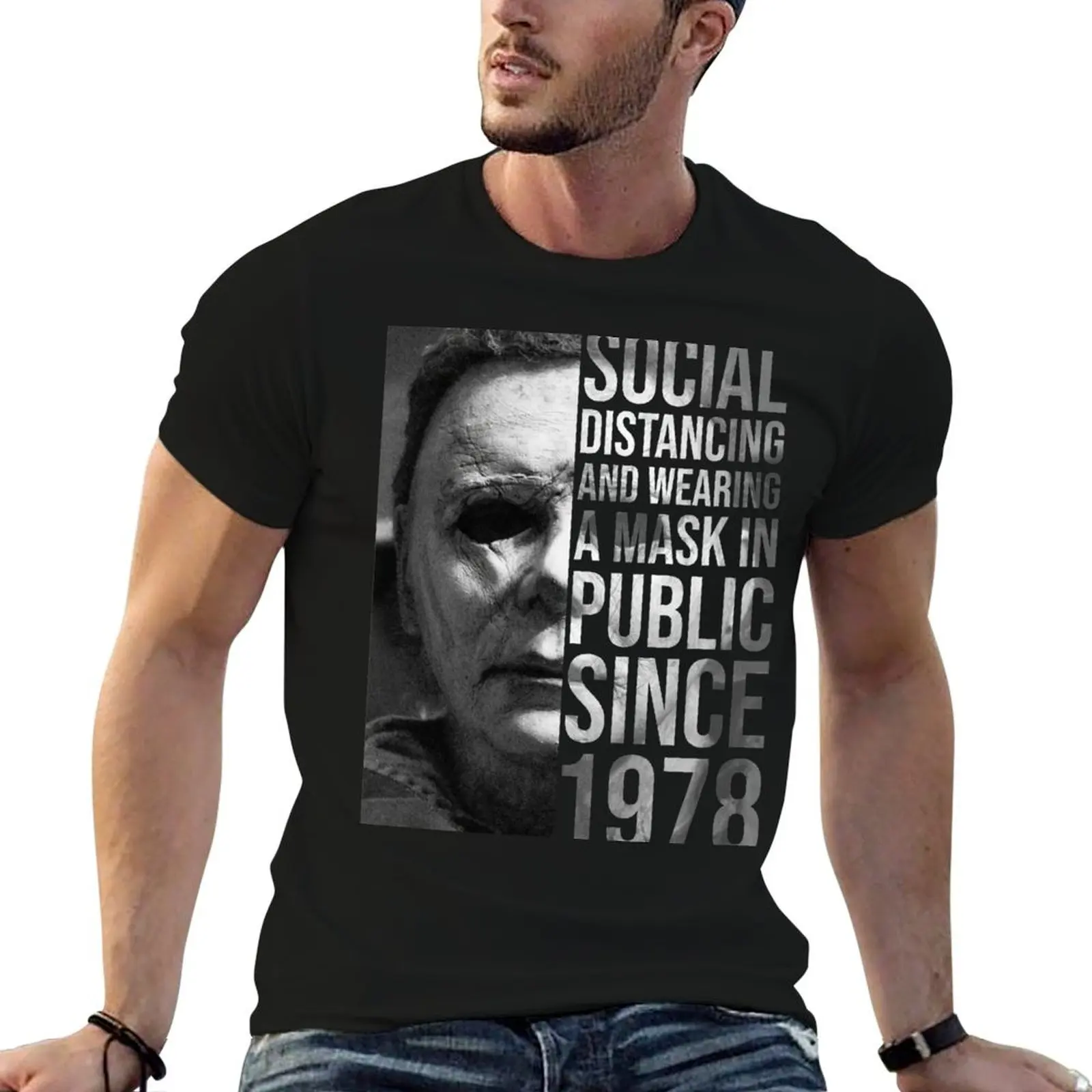 M-ichael M-yers Social Distancing and Wearing A Mask in Public Since 1978 T-Shirt