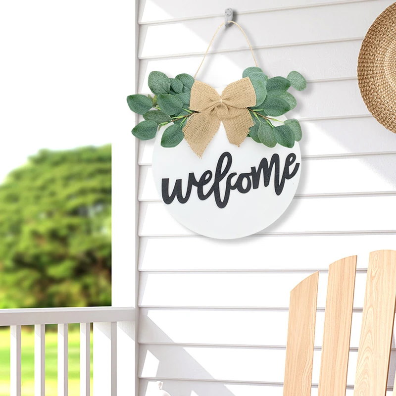 YOMDID 1PC Welcome Sign Front Door Decoration Wooden Sign New Housewarming Gift Welcome Door Sign Home Party Photobooth Props