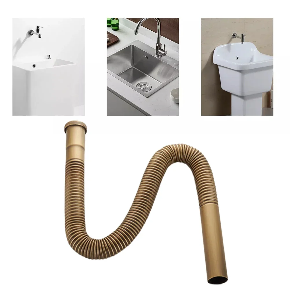 

Siphon Flexible Sink Drain Bathroom Kitchen Basin Water Washbasin Wall Floor Flushing Tube Pipe Fittings Brass Retractable Hose