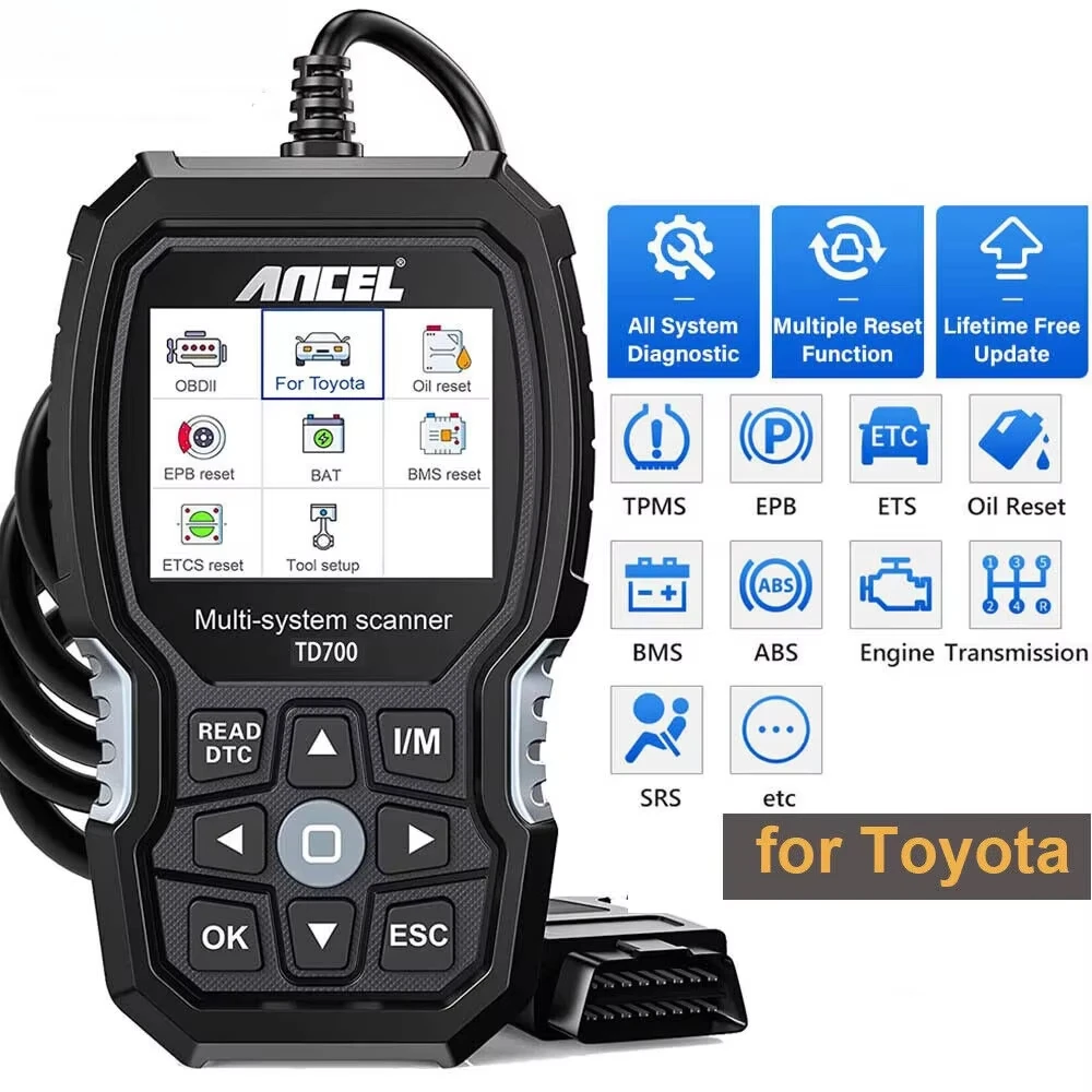 ANCE TD700 OBD2 Code Reader Car Diagnostic Tool with 11+ Resets Transmission TPMS ABS Engine Scan For Toyota/Lexus/Scion