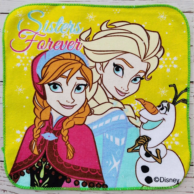 Disney Towel Elsa Frozen Princess Cartoon Small Square Face Hand Towel Handkerchief Children Towel Water Absorption 20x20cm