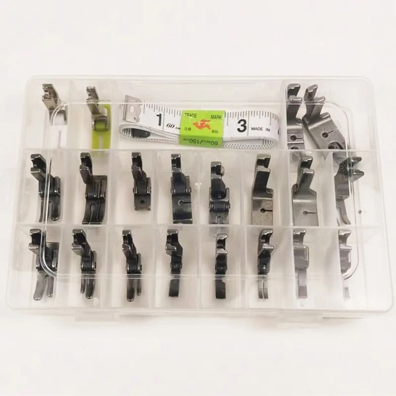 ماكينة خياطة قطعة قدم الضغط في ماكينة الخياطة P351 P58 T35 متمحور قطعة قدم الضغط في ماكينة الخياطة مع دليل اليمين واليسار SP-18 مع 2 مسامير للمغني B