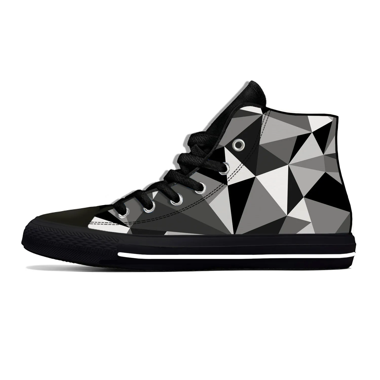 Hot Geometric Abstract Triangle Aesthetic Fashion Casual Cloth Shoes High Top Lightweight Breathable 3D Print Men Women Sneakers