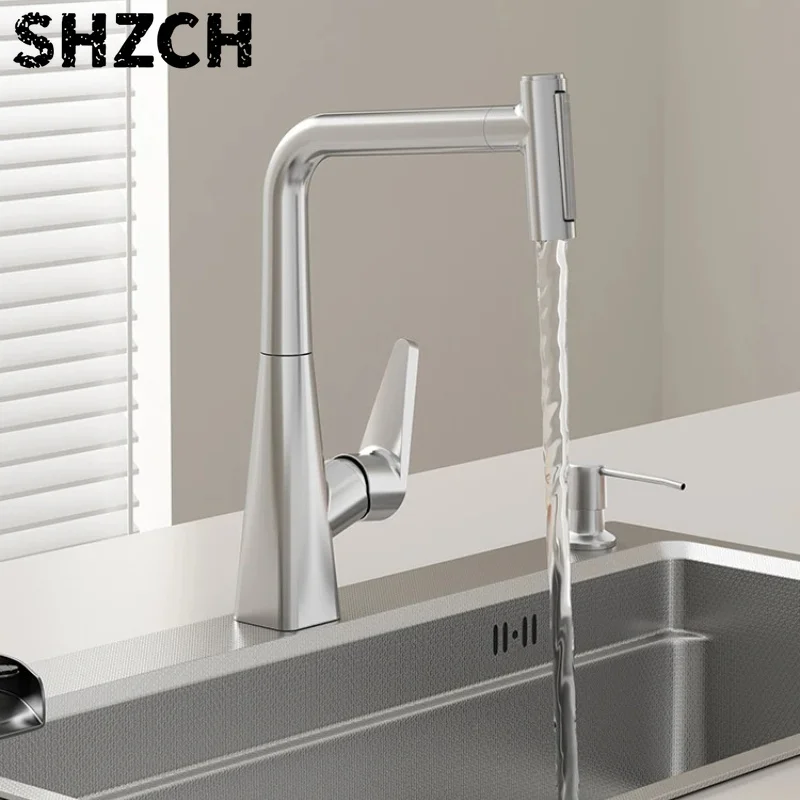 Kitchen Splash-Proof Wonder: Omni-Directional Rotating &Retractable Spout Hot & Cold Water Mixing Tap Anti-Splash Kitchen Faucet