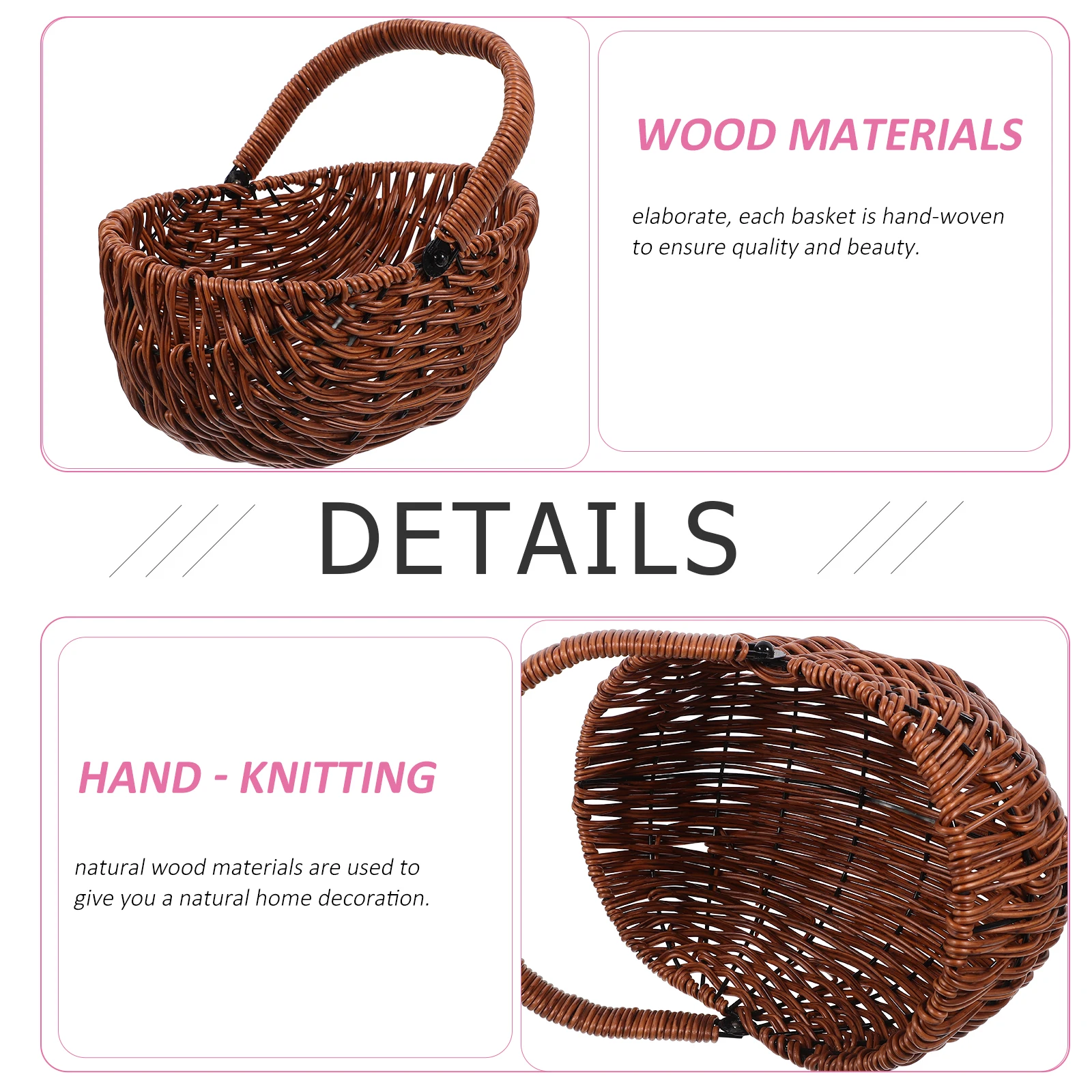 

Rattan Flower Basket 25cmx18cm Woven Plant Planter Light Brown Storage Container for Indoor Plants Dry Flowers