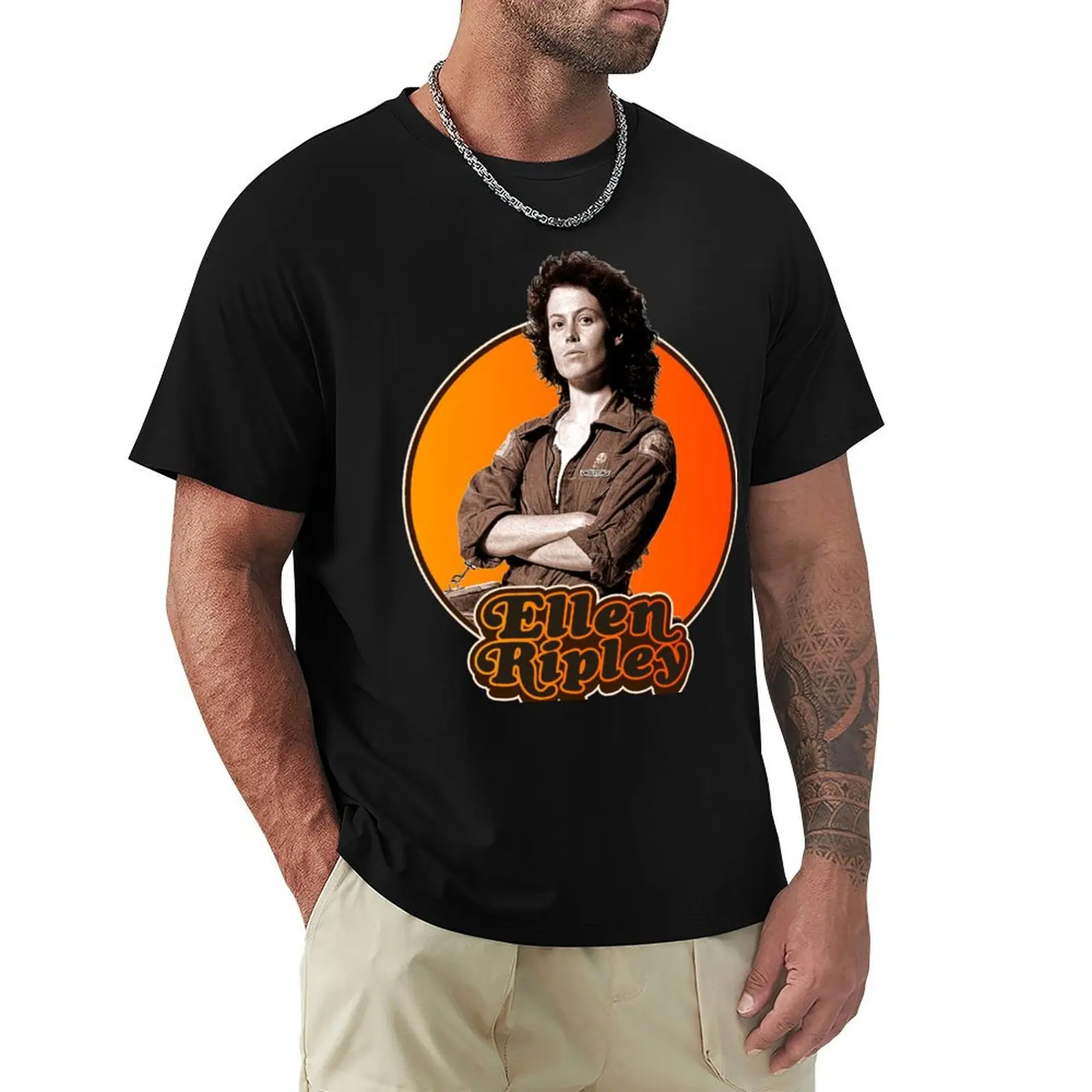 Retro Ellen Ripley Alien Tribute T-Shirt cotton t-shirt plain for man package T-Shirt