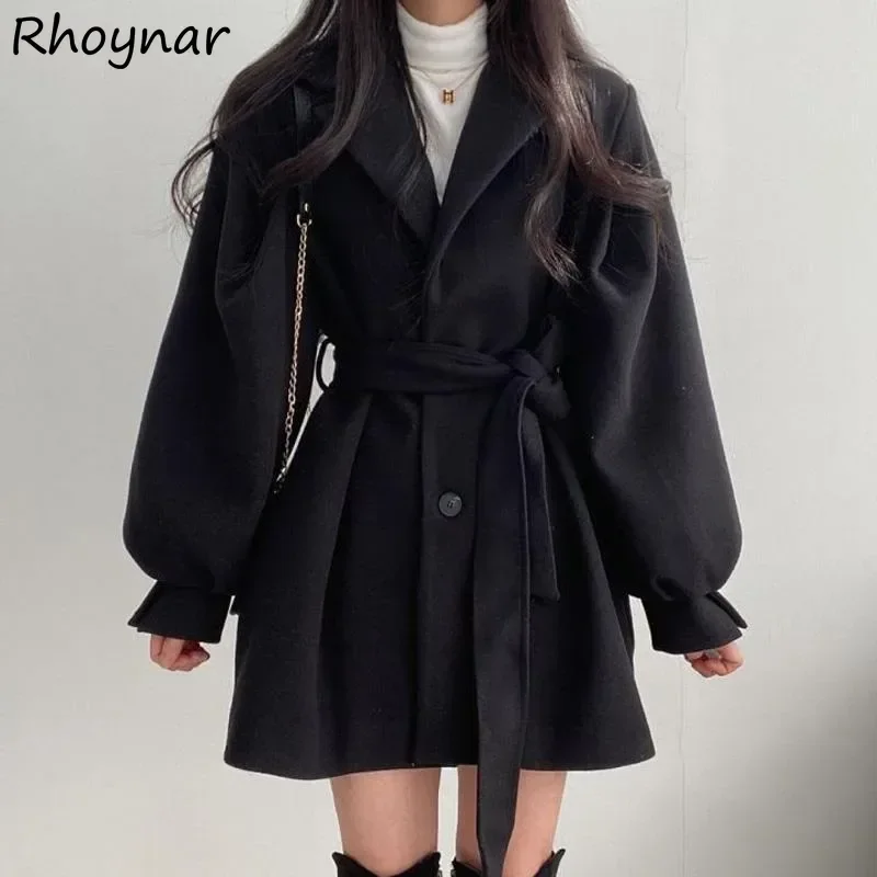 

Korean Blend Women Autumn Winter Coat Baggy Tender Fashion Temper High Street Famous Lady Thicken Outwear Cleanfit Aesthetic